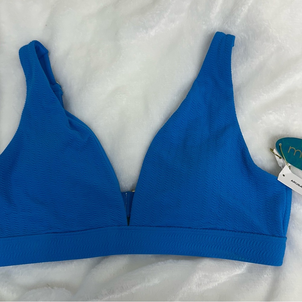 Mynah Bright Blue swim suit bikini top only size medium NWT